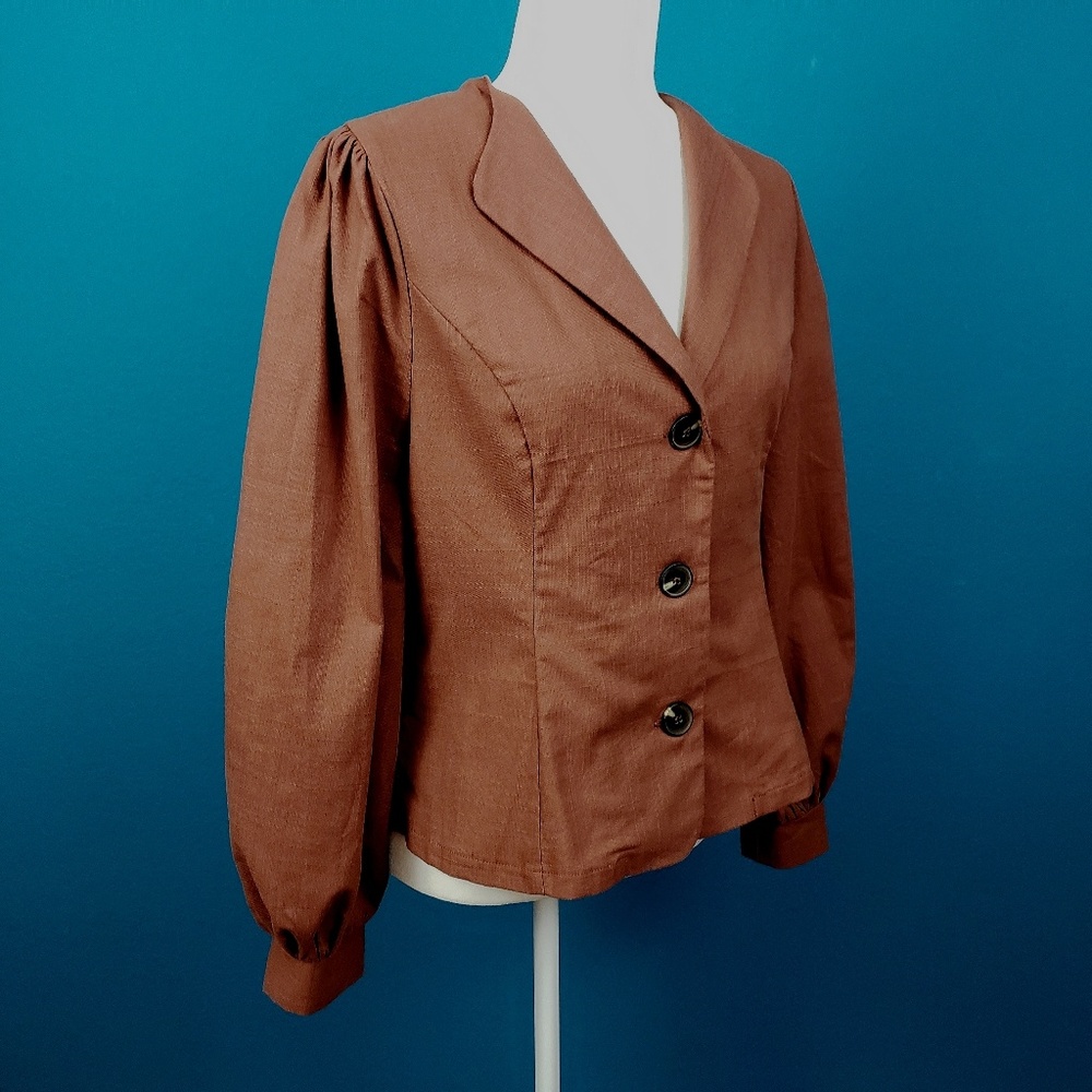 🆕️🍂🤠 PRETTY LITTLE THING Weave Top w/ Puff Sleeves // (NWT)
